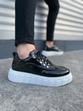 JY010 Cloud Bağcıklı Rugan Erkek Günlük Sneaker Ayakkabı RBT - Siyah