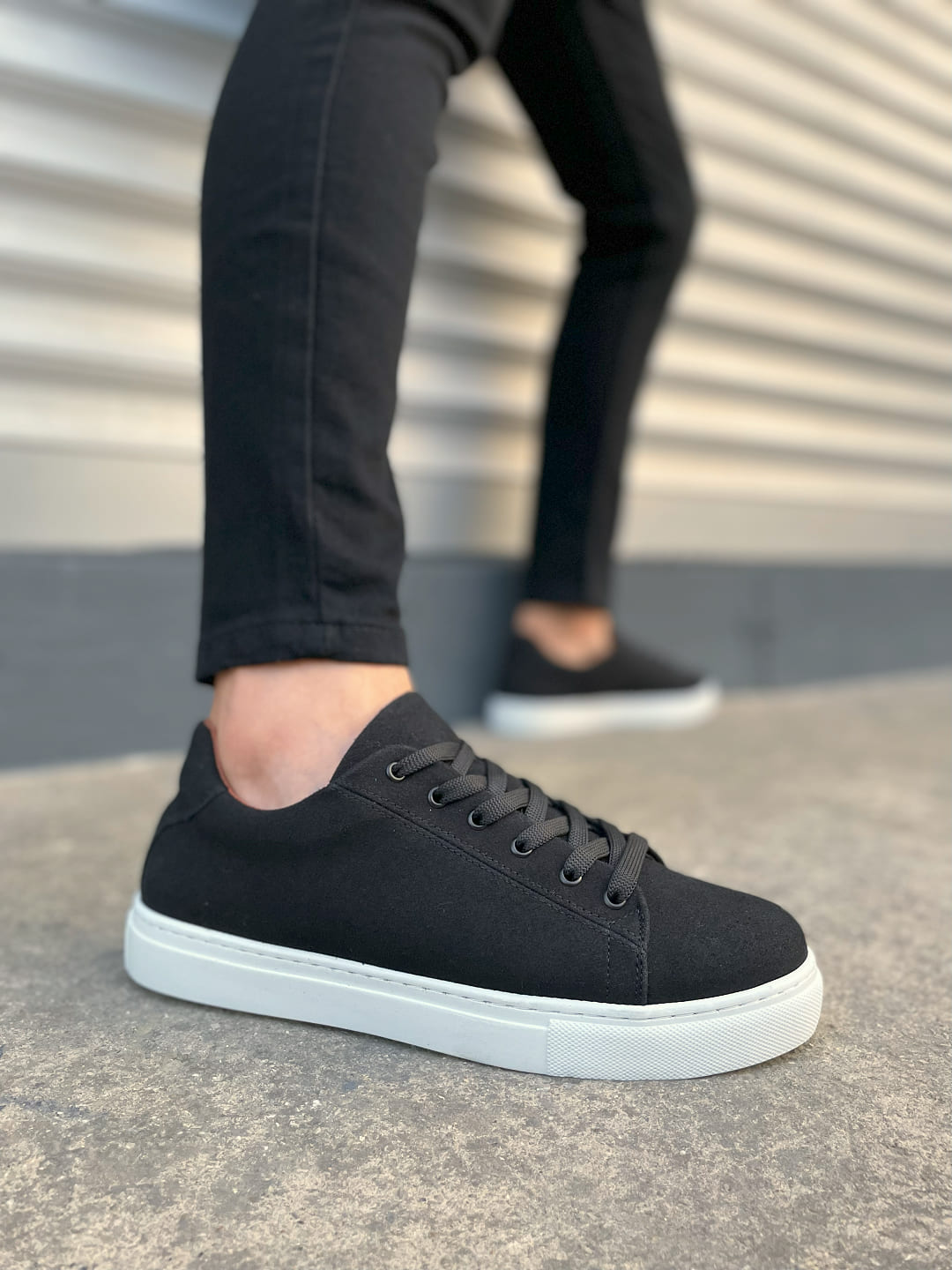 JY122 Mode Bağcıklı Süet Erkek Günlük Sneaker Ayakkabı SBT - Siyah