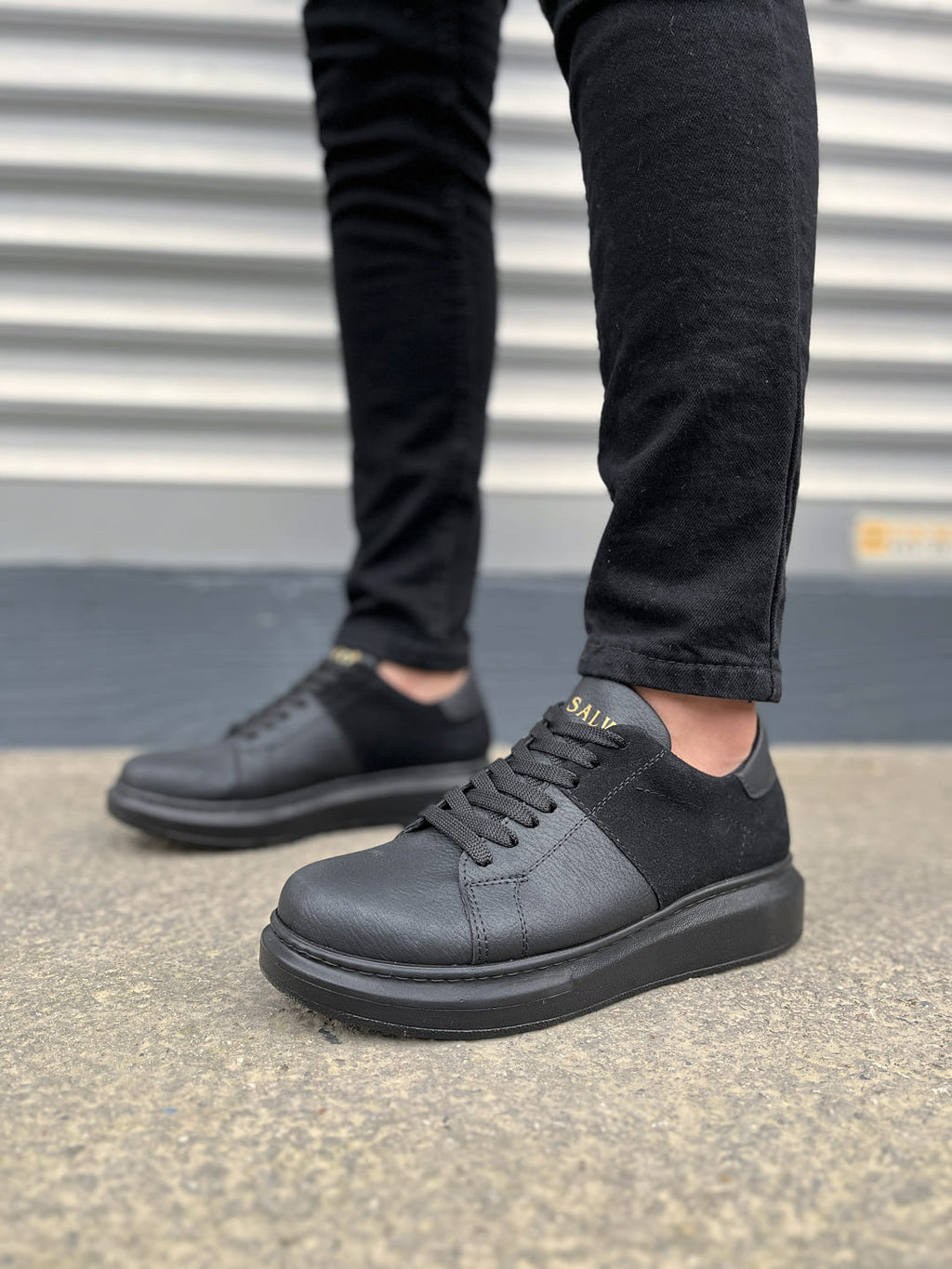 JY151 Boost Bağcıklı Cilt Süet Erkek Günlük Sneaker Ayakkabı CSST - Siyah