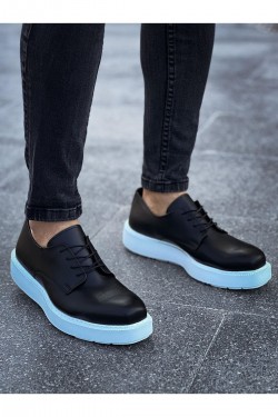 CH001 Classic Lace Erkek Günlük Bağcıklı Cilt Klasik Ayakkabı CBT - Siyah
