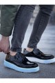 CH001 Classic Lace Erkek Günlük Bağcıklı Rugan Klasik Ayakkabı RBT - Siyah