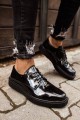 CH001 Classic Lace Erkek Günlük Bağcıklı Rugan Klasik Ayakkabı RST - Siyah