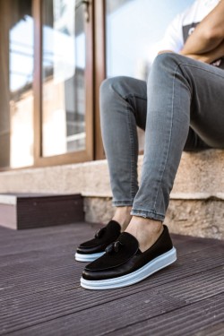 CH002 Loafer Pelle Erkek Günlük Bağcıksız Corcik Cilt Süet Klasik Ayakkabı CSBT - Siyah CH002 Loafer Pelle Erkek Günlük Bağcıksız Corcik Cilt Süet Klasik Ayakkabı CSBT - Siyah