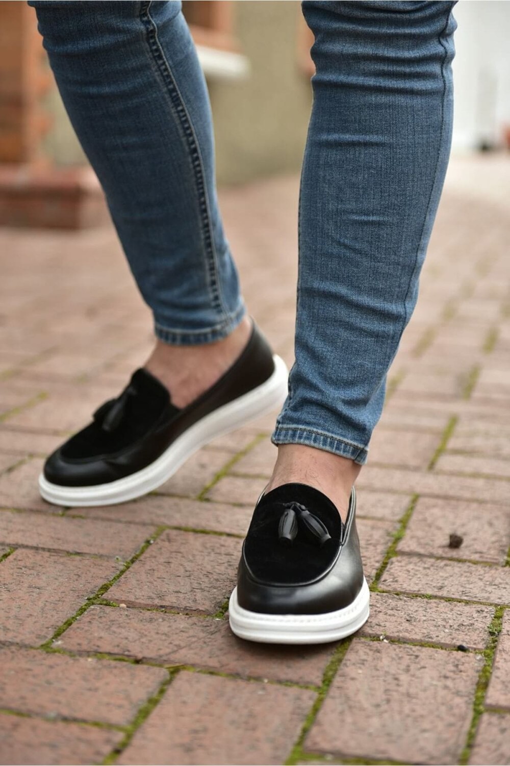 CH002 Loafer Pelle Erkek Günlük Bağcıksız Corcik Cilt Süet Klasik Ayakkabı CSBT - Siyah