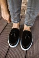 CH002 Loafer Pelle Erkek Günlük Bağcıksız Corcik Cilt Süet Klasik Ayakkabı CSBT - Siyah