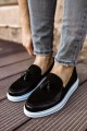 CH002 Loafer Pelle Erkek Günlük Bağcıksız Corcik Cilt Süet Klasik Ayakkabı CSBT - Siyah