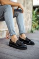 CH002 Loafer Verniciata Erkek Günlük Bağcıksız Corcik Rugan Süet Klasik Ayakkabı RSST - Siyah
