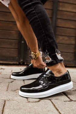 CH003 Pelle Verniciata Classica Erkek Günlük Bağcıklı Rugan Klasik Ayakkabı RBT - Siyah CH003 Pelle Verniciata Classica Erkek Günlük Bağcıklı Rugan Klasik Ayakkabı RBT - Siyah