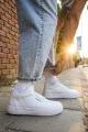 CH004 Hide Erkek Günlük Bağcıklı Cilt Spor Sneaker Ayakkabı CBT - Beyaz