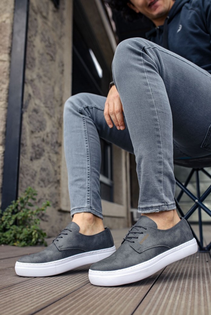 CH005 Pıttı Erkek Günlük Bağcıklı Cilt Klasik Ayakkabı CBT - Antrasit