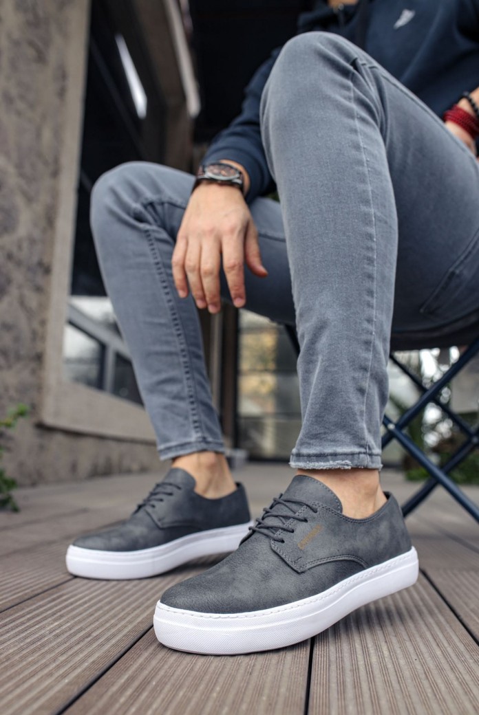 CH005 Pıttı Erkek Günlük Bağcıklı Cilt Klasik Ayakkabı CBT - Antrasit