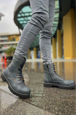 CH009 Military Erkek Spor Günlük Bağcıklı ve Fermuarlı Cilt Bot CST - Antrasit CH009 Military Erkek Spor Günlük Bağcıklı ve Fermuarlı Cilt Bot CST - Antrasit