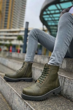 CH009 Military Erkek Spor Günlük Bağcıklı ve Fermuarlı Cilt Bot CST - Haki CH009 Military Erkek Spor Günlük Bağcıklı ve Fermuarlı Cilt Bot CST - Haki