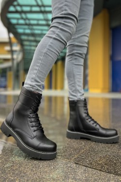 CH009 Military Erkek Spor Günlük Bağcıklı ve Fermuarlı Cilt Bot CST - Parlak Siyah CH009 Military Erkek Spor Günlük Bağcıklı ve Fermuarlı Cilt Bot CST - Parlak Siyah