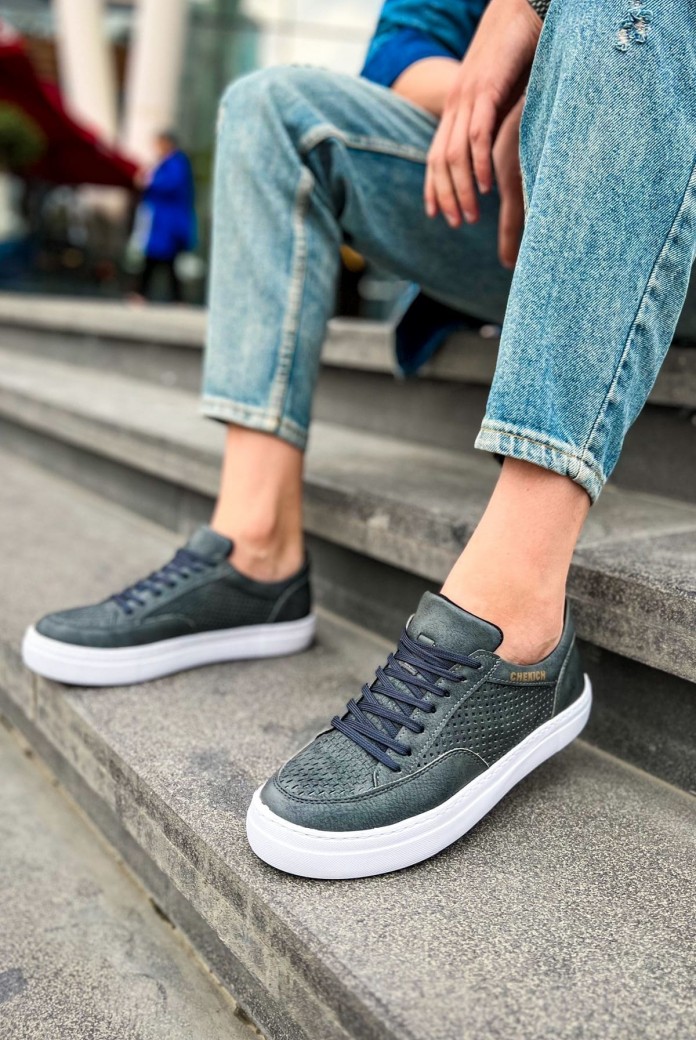 CH015 First Edition Erkek Günlük Bağcıklı Cilt Spor Sneaker Ayakkabı CBT - Antrasit