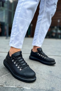 CH021 Favo Erkek Günlük Bağcıklı Cilt Spor Sneaker Ayakkabı CST - Siyah CH021 Favo Erkek Günlük Bağcıklı Cilt Spor Sneaker Ayakkabı CST - Siyah