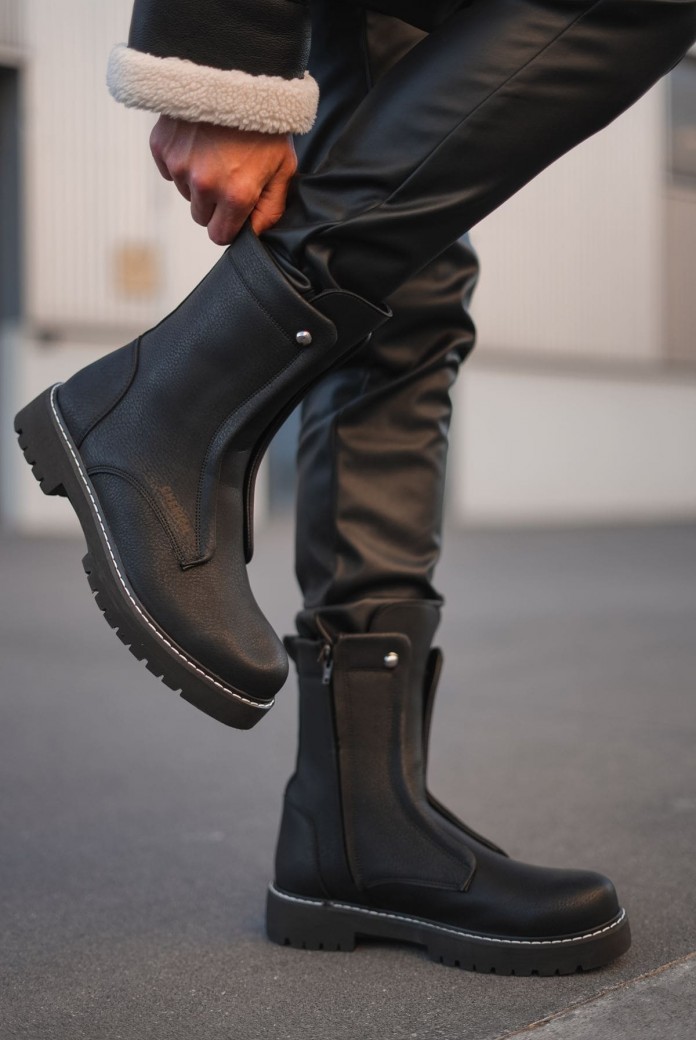 CH027 Quebec Erkek Spor Günlük Fermuarlı Cilt Bot CST - Siyah