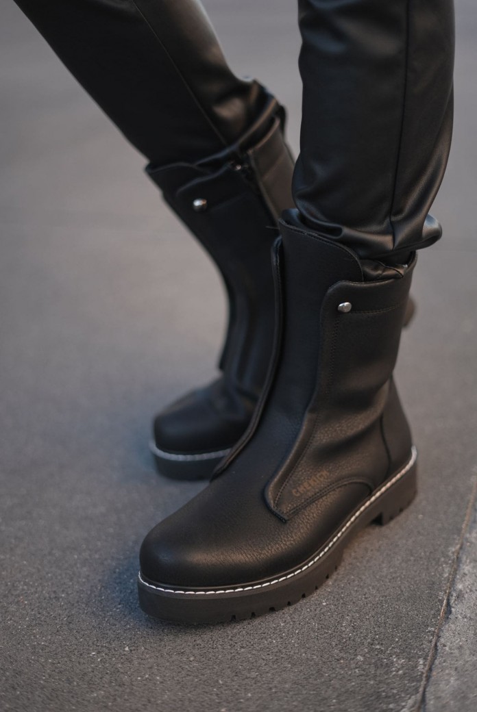 CH027 Quebec Erkek Spor Günlük Fermuarlı Cilt Bot CST - Siyah