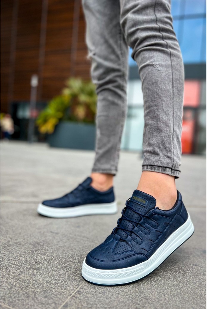 CH040 C-Rey Erkek Günlük Bağcıklı Cilt Spor Sneaker Ayakkabı CBT - Lacivert