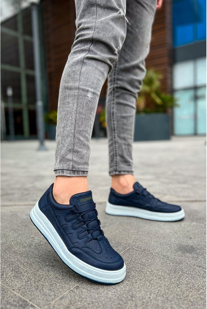 CH040 C-Rey Erkek Günlük Bağcıklı Cilt Spor Sneaker Ayakkabı CBT - Lacivert