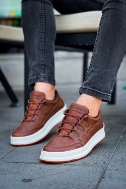 CH040 C-Rey Erkek Günlük Bağcıklı Cilt Spor Sneaker Ayakkabı CBT - Taba