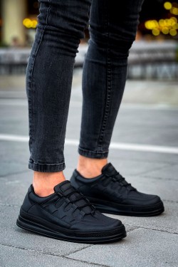 CH040 C-Rey Erkek Günlük Bağcıklı Cilt Spor Sneaker Ayakkabı CST - Siyah CH040 C-Rey Erkek Günlük Bağcıklı Cilt Spor Sneaker Ayakkabı CST - Siyah