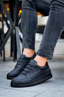 CH040 C-Rey Erkek Günlük Bağcıklı Cilt Spor Sneaker Ayakkabı CST - Siyah CH040 C-Rey Erkek Günlük Bağcıklı Cilt Spor Sneaker Ayakkabı CST - Siyah