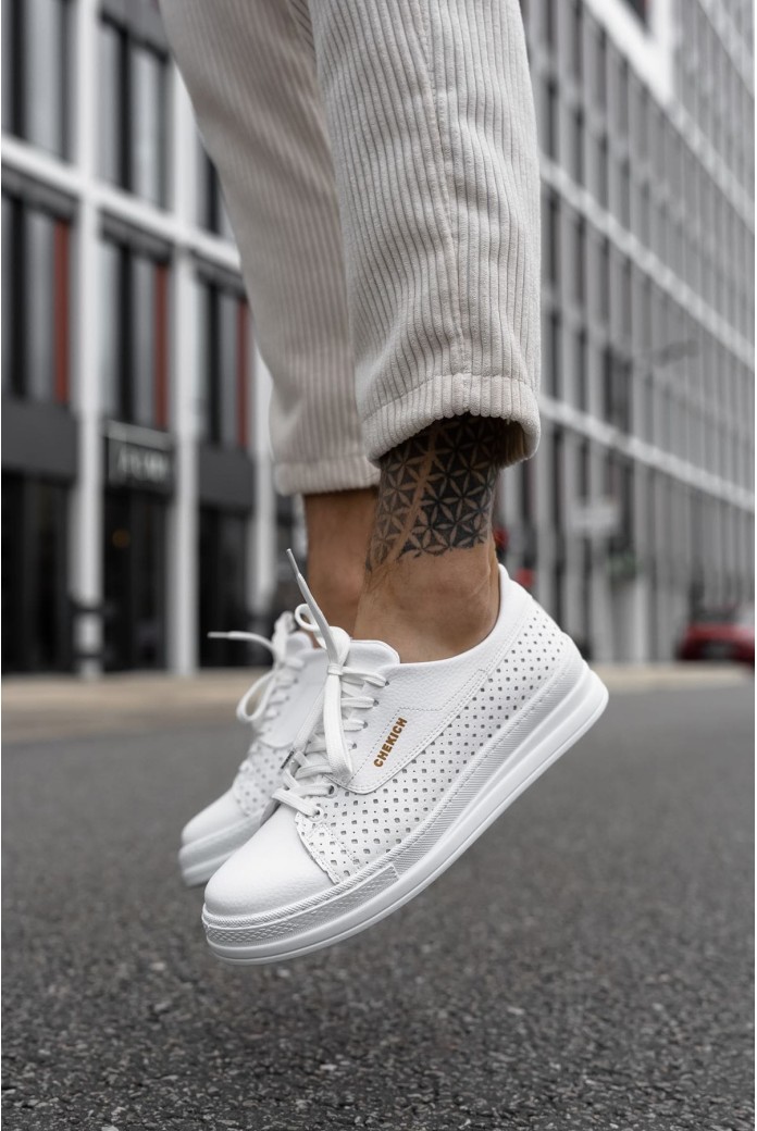 CH043 Cowien Erkek Günlük Bağcıklı Cilt Spor Sneaker Ayakkabı CBT - Beyaz