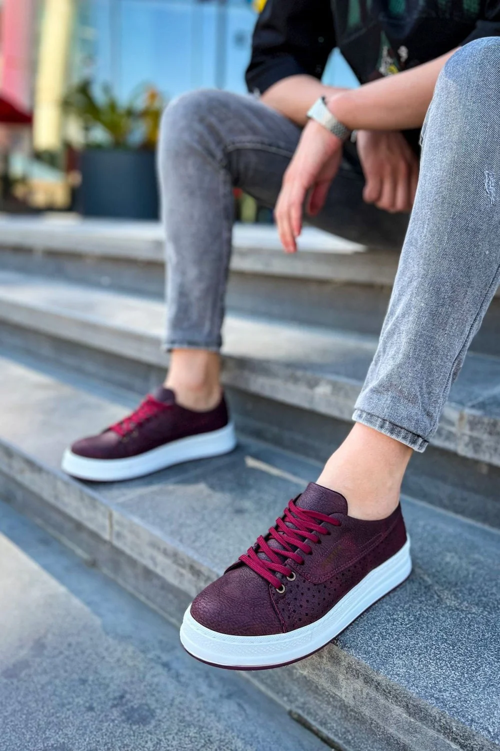 CH043 Cowien Erkek Günlük Bağcıklı Cilt Spor Sneaker Ayakkabı CBT - Bordo CH043 Cowien Erkek Günlük Bağcıklı Cilt Spor Sneaker Ayakkabı CBT - Bordo