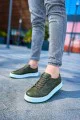 CH043 Cowien Erkek Günlük Bağcıklı Cilt Spor Sneaker Ayakkabı CBT - Haki
