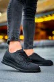 CH043 Cowien Erkek Günlük Bağcıklı Cilt Spor Sneaker Ayakkabı CST - Siyah