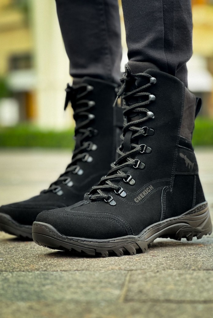 CH051 Scalatore Erkek Spor Günlük Bağcıklı ve Fermuarlı Süet Askeri Postal Bot SST - Siyah