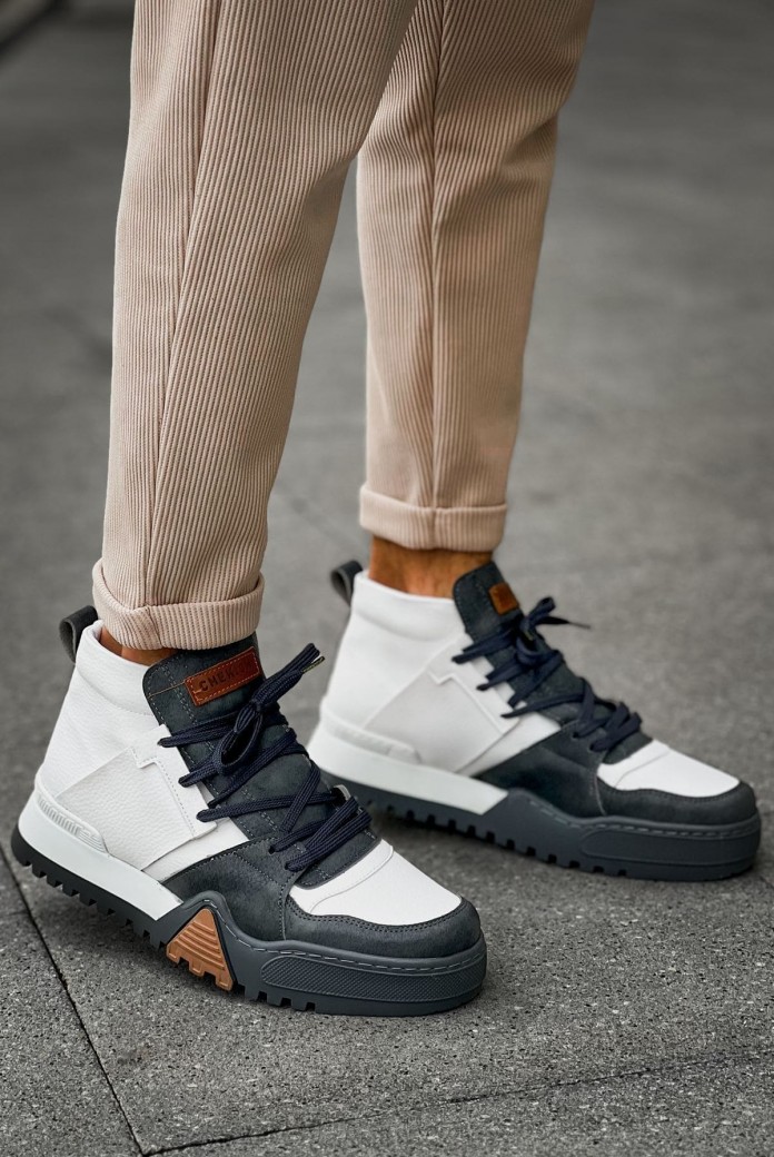 CH057 Ghost Line Erkek Spor Günlük Bağcıklı Cilt Bot CABT - Antrasit/Beyaz