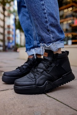 CH057 Ghost Line Erkek Spor Günlük Bağcıklı Cilt Bot CSST - Siyah