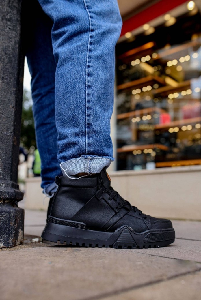 CH057 Ghost Line Erkek Spor Günlük Bağcıklı Cilt Bot CSST - Siyah