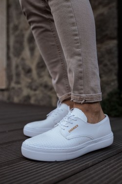 CH061 Rex Erkek Günlük Bağcıklı Cilt Klasik Ayakkabı CBT - Beyaz