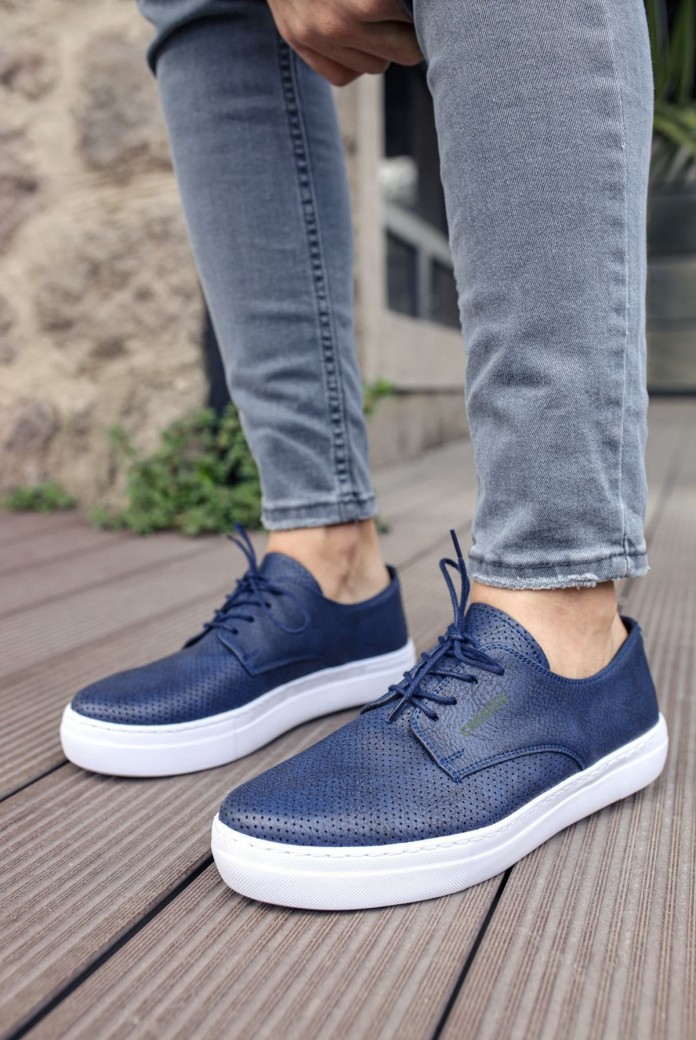 CH061 Rex Erkek Günlük Bağcıklı Cilt Klasik Ayakkabı CBT - Lacivert