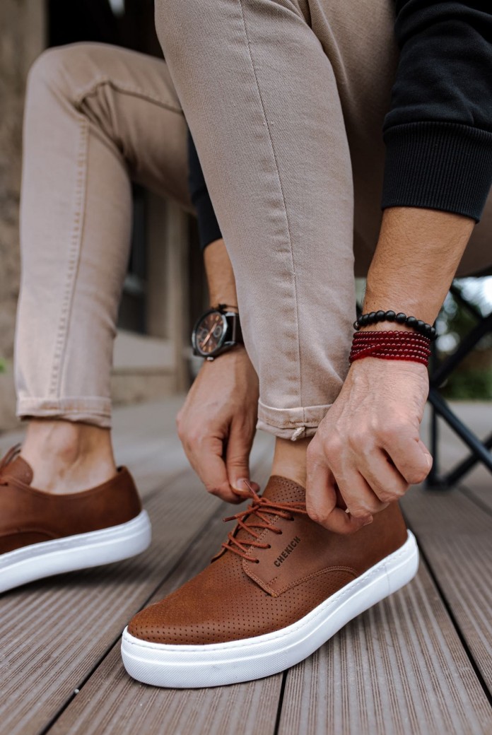 CH061 Rex Erkek Günlük Bağcıklı Cilt Klasik Ayakkabı CBT - Taba