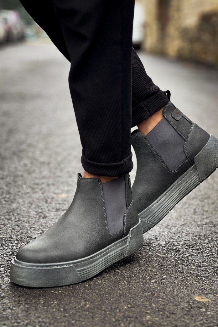 CH069 Harmany Erkek Spor Günlük Bağcıksız Cilt Bot CAT - Antrasit CH069 Harmany Erkek Spor Günlük Bağcıksız Cilt Bot CAT - Antrasit