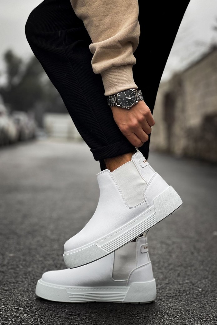 CH069 Harmany Erkek Spor Günlük Bağcıksız Cilt Bot CBT - Beyaz CH069 Harmany Erkek Spor Günlük Bağcıksız Cilt Bot CBT - Beyaz