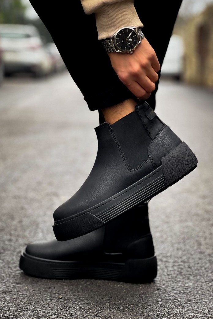 CH069 Harmany Erkek Spor Günlük Bağcıksız Cilt Bot CST - Siyah CH069 Harmany Erkek Spor Günlük Bağcıksız Cilt Bot CST - Siyah