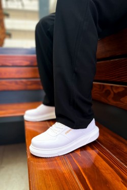 CH075 Signature Erkek Günlük Bağcıklı Cilt Spor Sneaker Ayakkabı CBT - Beyaz