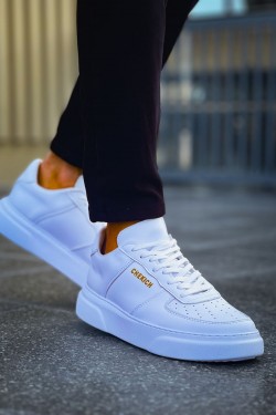 CH087 Kenton Erkek Günlük Bağcıklı Cilt Spor Sneaker Ayakkabı CBT - Beyaz