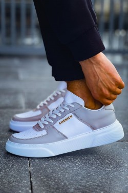 CH087 Kenton Erkek Günlük Bağcıklı Cilt Spor Sneaker Ayakkabı CBT - Beyaz/Gri CH087 Kenton Erkek Günlük Bağcıklı Cilt Spor Sneaker Ayakkabı CBT - Beyaz/Gri