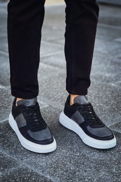 CH087 Kenton Erkek Günlük Bağcıklı Cilt Spor Sneaker Ayakkabı CBT - Siyah/Antrasit CH087 Kenton Erkek Günlük Bağcıklı Cilt Spor Sneaker Ayakkabı CBT - Siyah/Antrasit