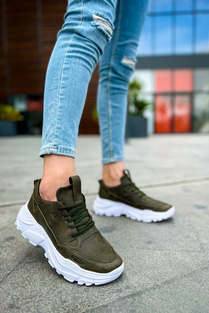 CH089 Low Top Lace Up Erkek Günlük Bağcıklı Cilt Spor Sneaker Ayakkabı CBT - Haki CH089 Low Top Lace Up Erkek Günlük Bağcıklı Cilt Spor Sneaker Ayakkabı CBT - Haki