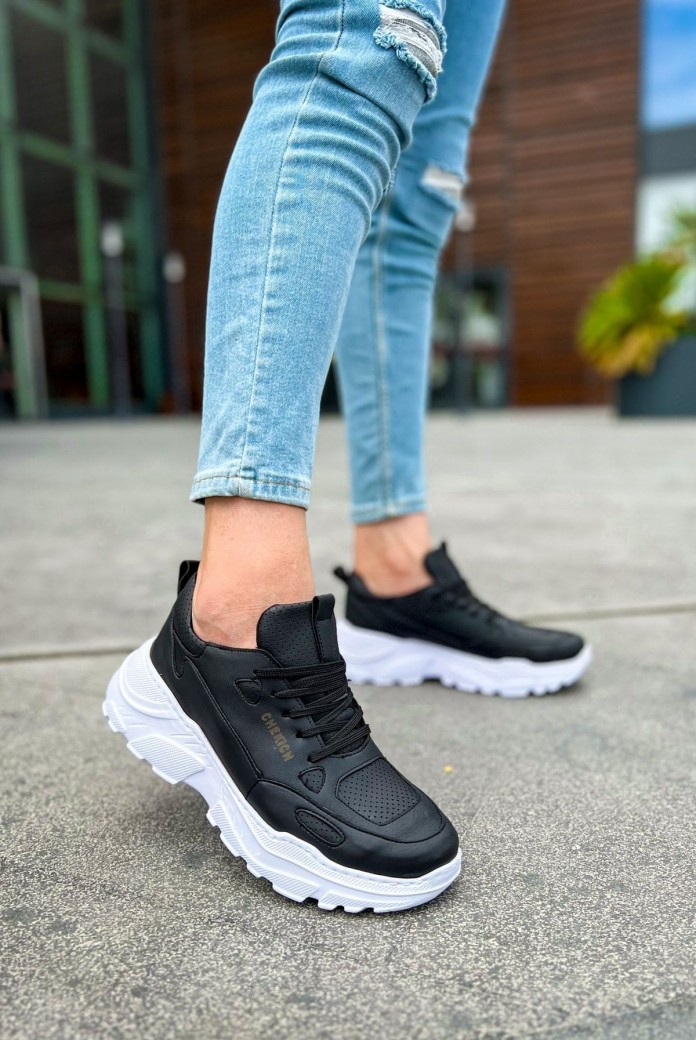 CH089 Low Top Lace Up Erkek Günlük Bağcıklı Cilt Spor Sneaker Ayakkabı CBT - Siyah CH089 Low Top Lace Up Erkek Günlük Bağcıklı Cilt Spor Sneaker Ayakkabı CBT - Siyah