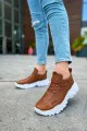 CH089 Low Top Lace Up Erkek Günlük Bağcıklı Cilt Spor Sneaker Ayakkabı CBT - Taba