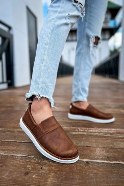 CH091 Brecon Erkek Günlük Bağcıksız Cilt Klasik Ayakkabı CBT - Taba