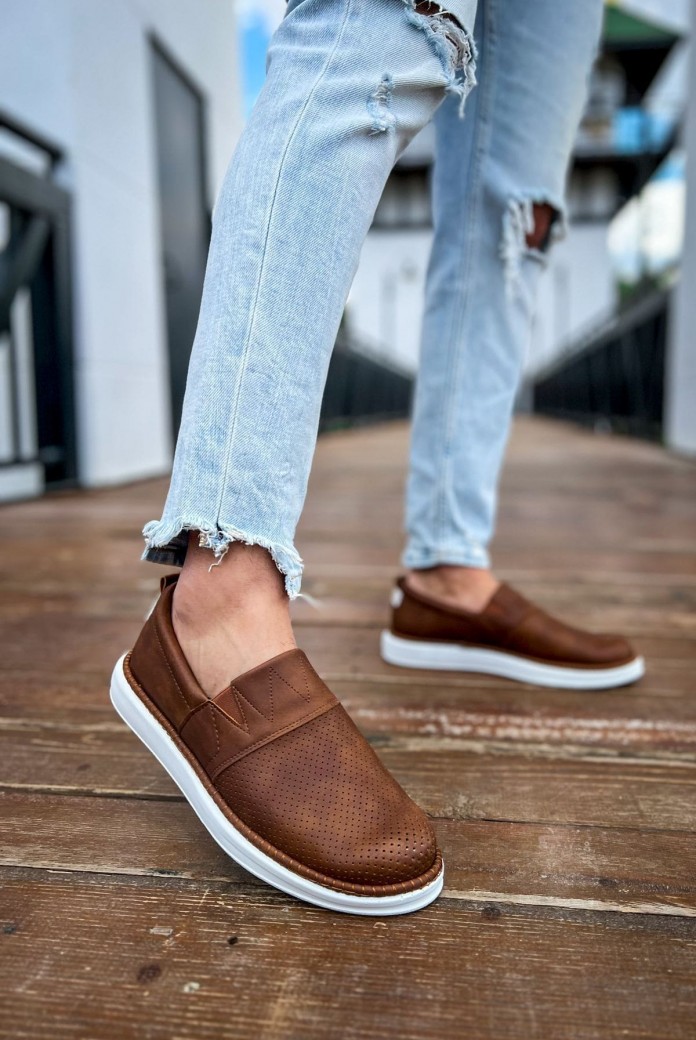 CH091 Brecon Erkek Günlük Bağcıksız Cilt Klasik Ayakkabı CBT - Taba